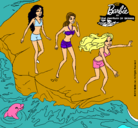 Dibujo Barbie y sus amigas en la playa pintado por amirita