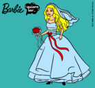 Dibujo Barbie vestida de novia pintado por kesia