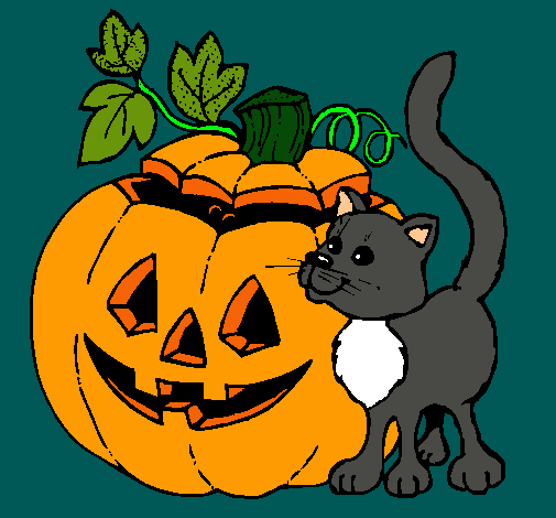 Calabaza y gato