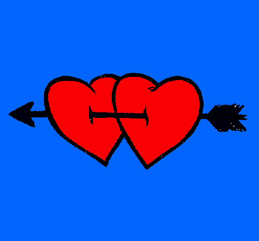 Dibujo Dos corazones con una flecha pintado por garc