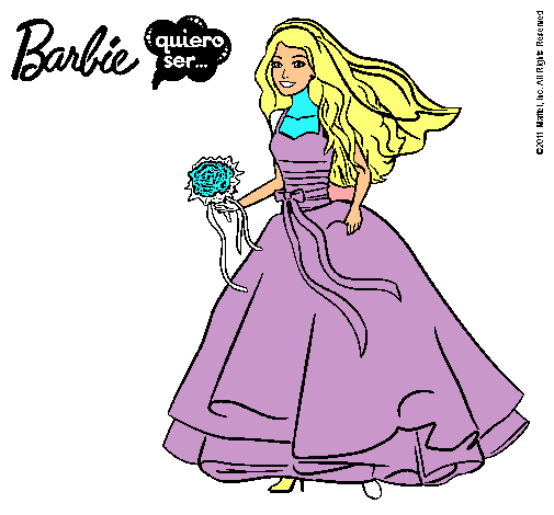 Dibujo Barbie vestida de novia pintado por gabi2000