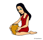 Dibujo Mujer y jarrón pintado por pinki
