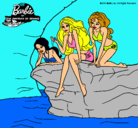 Dibujo Barbie y sus amigas sentadas pintado por silvita