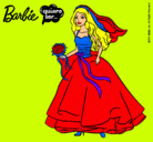 Dibujo Barbie vestida de novia pintado por bari
