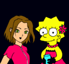 Dibujo Sakura y Lisa pintado por gatha