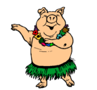 Dibujo Cerdo hawaiano pintado por yurley