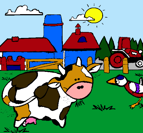 Vaca en la granja