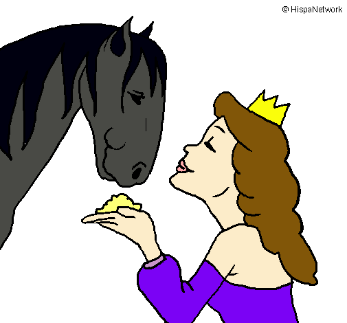 Dibujo Princesa y caballo pintado por princesa60