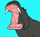 Dibujo Hipopótamo con la boca abierta pintado por Waiki