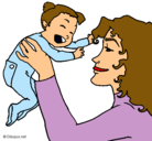 Dibujo Madre con su bebe pintado por guady