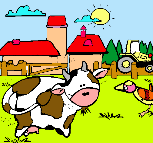 Vaca en la granja