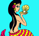 Dibujo Sirena y perla pintado por divis