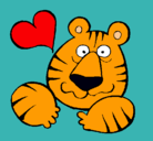 Dibujo Tigre loco de amor pintado por goofy
