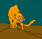 Dibujo Tigre con afilados colmillos pintado por rasca