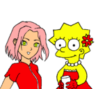 Dibujo Sakura y Lisa pintado por pinki