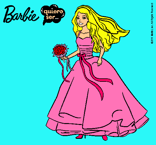 Dibujo Barbie vestida de novia pintado por andrea7