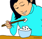 Dibujo Comiendo arroz pintado por kimire