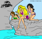 Dibujo Barbie y sus amigas sentadas pintado por vcfccyfyfdki