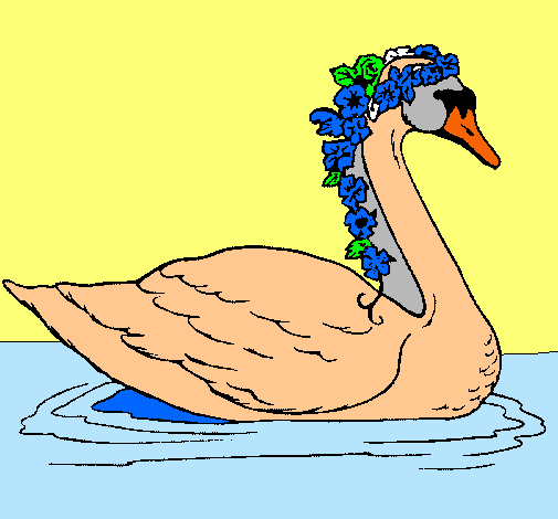 Cisne con flores