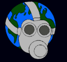 Dibujo Tierra con máscara de gas pintado por camilito