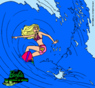 Dibujo Barbie practicando surf pintado por black