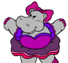Dibujo Hipopótama con lazo pintado por hellou123