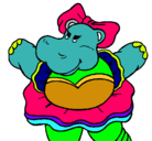 Dibujo Hipopótama con lazo pintado por tilo