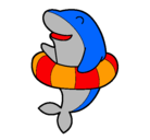 Dibujo Delfín con flotador pintado por nereaycintia