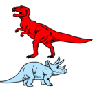 Dibujo Triceratops y tiranosaurios rex pintado por ignasio