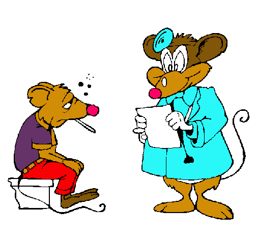 Doctor y paciente ratón