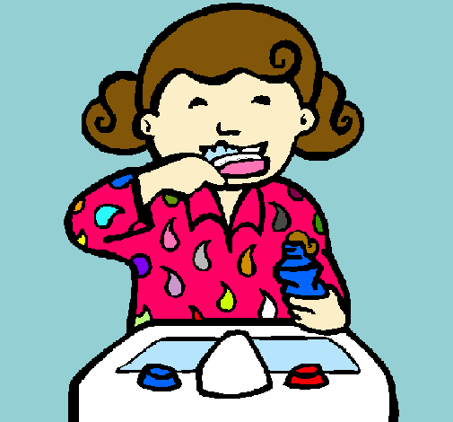 Dibujo Niña cepillándose los dientes pintado por princesa60