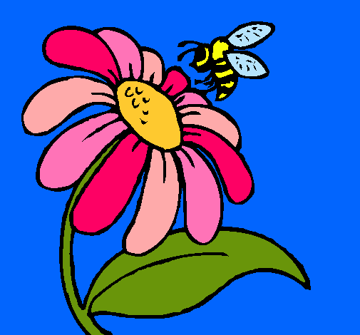 Dibujo Margarita con abeja pintado por black