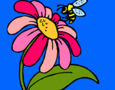 Dibujo Margarita con abeja pintado por black
