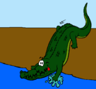 Dibujo Aligátor entrando al agua pintado por sikossis
