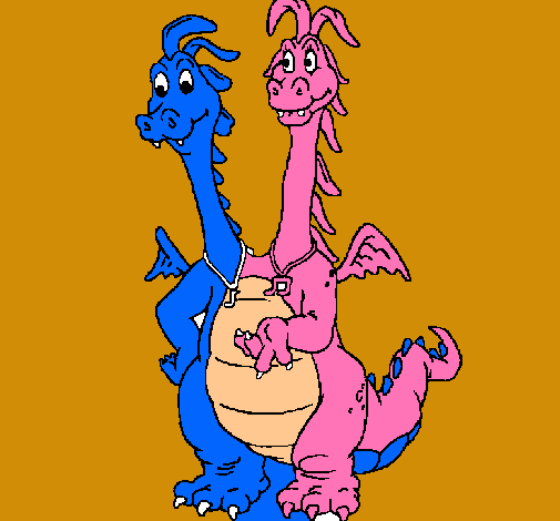 Dibujo Dragón con 2 cabezas pintado por katiuska