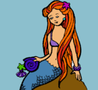 Dibujo Sirena con caracola pintado por Vittany
