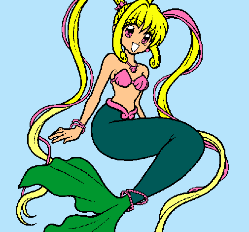 Dibujo Sirena con perlas pintado por SaraNoelia