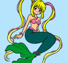 Dibujo Sirena con perlas pintado por SaraNoelia