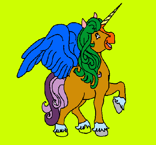 Dibujo Unicornio con alas pintado por alcodiamp