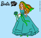 Dibujo Barbie vestida de novia pintado por victoria36