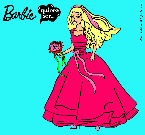 Dibujo Barbie vestida de novia pintado por jainamg