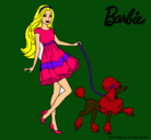 Dibujo Barbie paseando a su mascota pintado por lara280202