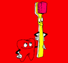 Dibujo Muela y cepillo de dientes pintado por RocioAnto