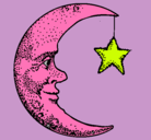 Dibujo Luna y estrella pintado por ricillo