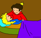 Dibujo La princesa durmiente y el príncipe pintado por popotamo