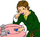 Dibujo Niño lavándose los dientes pintado por mariux