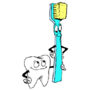 Dibujo Muela y cepillo de dientes pintado por JaviiXD