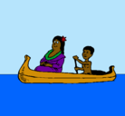 Dibujo Madre e hijo en canoa pintado por fer7536478