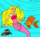 Dibujo Barbie sirena con su amiga pez pintado por merliaa