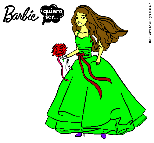 Dibujo Barbie vestida de novia pintado por rosariodia